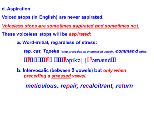 d. Aspiration Voiced stops (in English) are never aspirated.