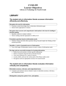 CUSD #95 Learner Objectives  LIBRARY