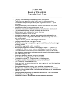CUSD #95 Learner Objectives Science for Fourth Grade