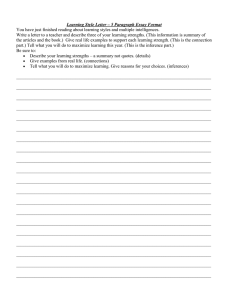 Learning Style Letter – 5 Paragraph Essay Format