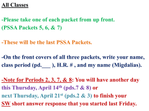 All Classes -Please take one of each packet from up front.