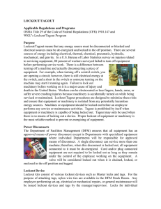 LOCKOUT/TAGOUT Applicable Regulations and Programs  Purpose