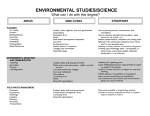ENVIRONMENTAL STUDIES/SCIENCE What can I do with this degree? STRATEGIES AREAS