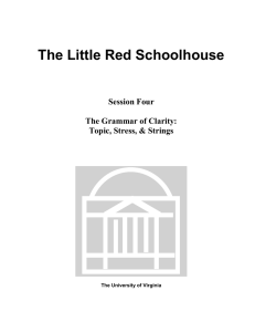 The Little Red Schoolhouse Session Four The Grammar of Clarity:
