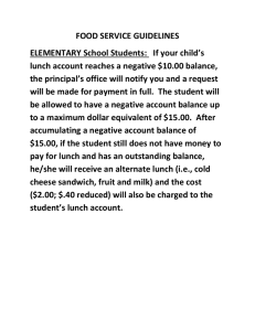 FOOD SERVICE GUIDELINES ELEMENTARY School Students:   If your child’s