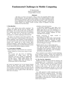 Fundamental Challenges in Mobile Computing Abstract
