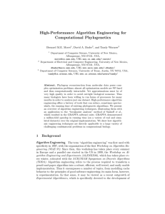 High-Performance Algorithm Engineering for Computational Phylogenetics Bernard M.E. Moret , David A. Bader