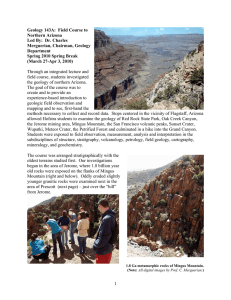 Geology 143A:  Field Course to Northern Arizona Merguerian, Chairman, Geology