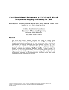 Conditioned-Based Maintenance at USC - Part III: Aircraft