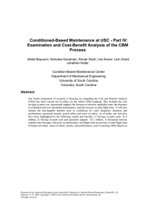 Conditioned-Based Maintenance at USC - Part IV: Process