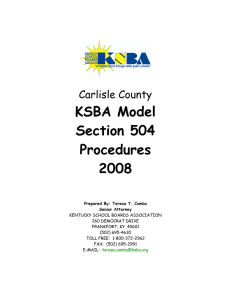 KSBA Model Section 504 Procedures 2008