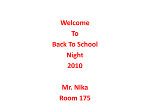 Welcome To Back To School Night