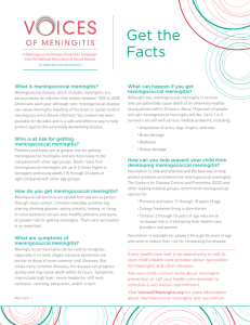 Get the Facts What is meningococcal meningitis? What can happen if you get