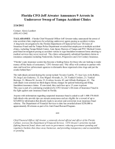 Florida CFO Jeff Atwater Announces 9 Arrests in 2/24/2012
