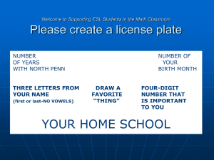 Please create a license plate YOUR HOME SCHOOL NUMBER NUMBER OF