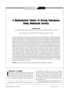 A Mathematical Theory of Strong Emergence Using Multiscale Variety YANEER BAR-YAM