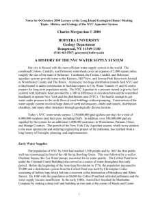 Notes for 04 October 2000 Lecture at the Long Island... Topic:  History and Geology of the NYC Aqueduct System