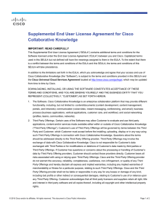 Supplemental End User License Agreement for Cisco Collaborative Knowledge IMPORTANT: READ CAREFULLY