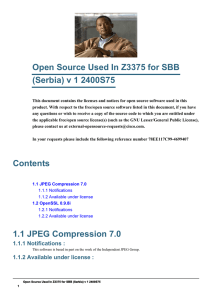 Open Source Used In Z3375 for SBB (Serbia) v 1 2400S75