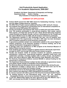 Unit Productivity Award Application For Academic Departments, 2006-2007