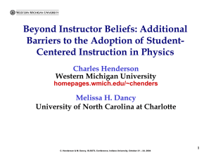 Beyond Instructor Beliefs: Additional Barriers to the Adoption of Student-