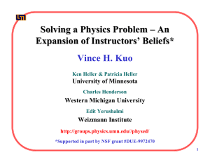 Solving a Physics Problem – An Expansion of Instructors’ Beliefs