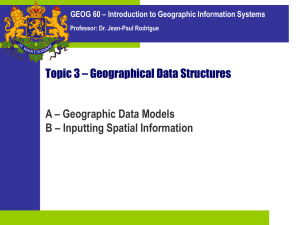 Topic 3 – Geographical Data Structures A – Geographic Data Models