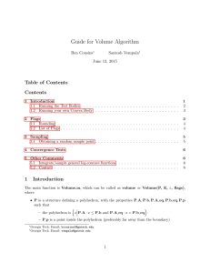 Guide for Volume Algorithm Table of Contents Contents Ben Cousins