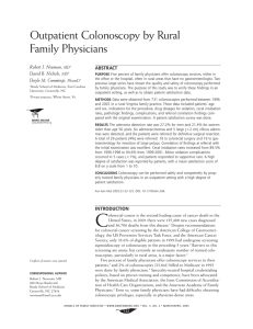 Outpatient Colonoscopy by Rural Family Physicians Robert J. Newman, David B. Nichols,