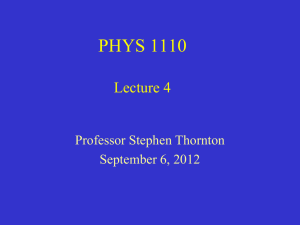 PHYS 1110 Lecture 4 Professor Stephen Thornton September 6, 2012