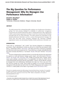 The Big Question for Performance Management: Why Do Managers Use Performance Information?