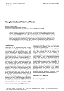 Adsorption Studies of Radish Leaf Powder