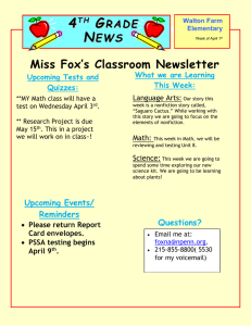 4 G Miss Fox’s Classroom Newsletter