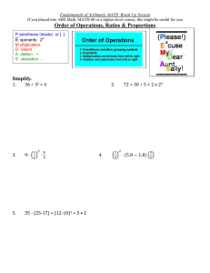 Order of Operations, Ratios &amp; Proportions E