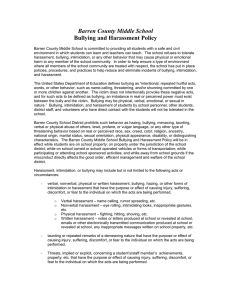 Barren County Middle School Bullying and Harassment Policy
