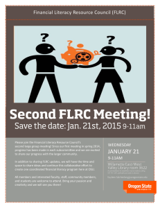 Financial Literacy Resource Council (FLRC) WEDNESDAY
