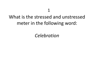 What is the stressed and unstressed meter in the following word: Celebration 1