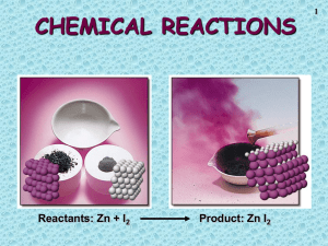 CHEMICAL REACTIONS Reactants: Zn + I Product: Zn I 1