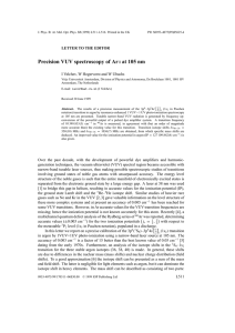 Precision VUV spectroscopy of Ar at 105 nm LETTER TO THE EDITOR I