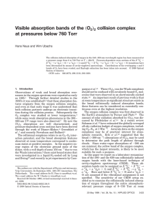 Visible absorption bands of the collision complex at pressures below 760 Torr O