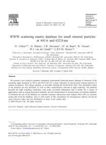 WWW scattering matrix database for small mineral particles H. Volten