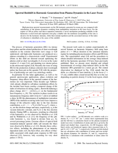 Spectral Redshift in Harmonic Generation from Plasma Dynamics in the... * F. Giammanco, F. Brandi, and W. Ubachs