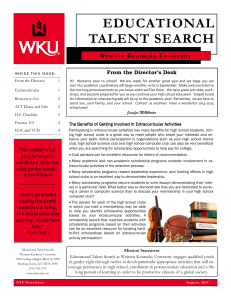 EDUCATIONAL TALENT SEARCH From the Director’s Desk