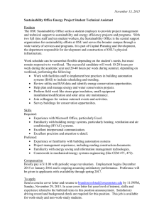 November 13, 2015 Sustainability Office Energy Project Student Technical Assistant  Position