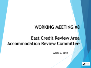 WORKING MEETING #8 East Credit Review Area Accommodation Review Committee April 6, 2016