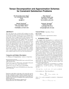 Tensor Decomposition and Approximation Schemes for Constraint Satisfaction Problems Ravi Kannan