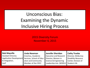 Unconscious Bias: Examining the Dynamic Inclusive Hiring Process 2015 Diversity Forum