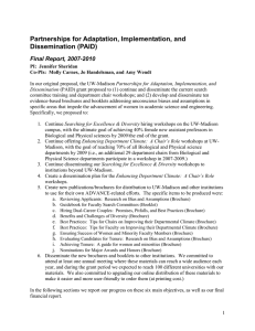 Partnerships for Adaptation, Implementation, and Dissemination (PAID) Final Report, 2007-2010