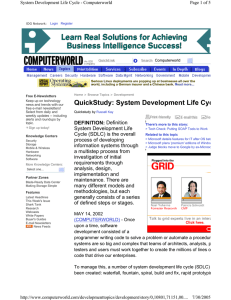 QuickStudy: System Development Life Cyc  Computerworld