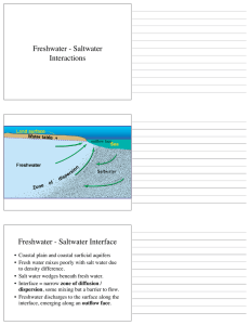 Freshwater - Saltwater Interactions Freshwater - Saltwater Interface